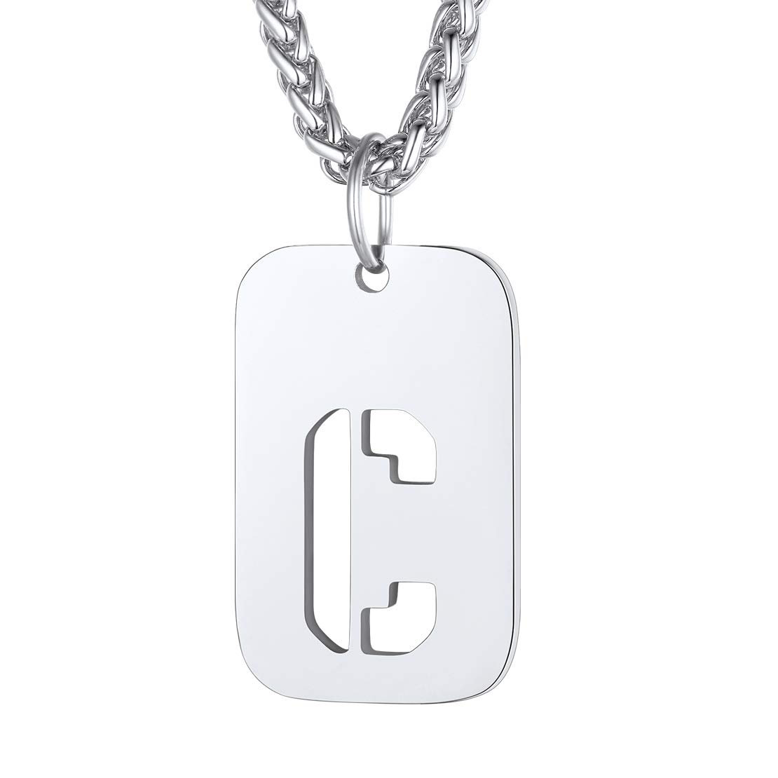 FindChic Dog Tag Chain Personalised Engraved Mens Chain Necklace Dog Tags C Initial Necklace Men,Dog Tags Jewellery for Men Women Boys Stainless Steel Mens Chain with Initials
