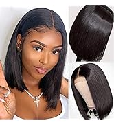 Geeta Human Hair Lace Front Wigs Bob 150 Density Brazilian Virgin Human Hair Lace Closure 4x4 Sho...