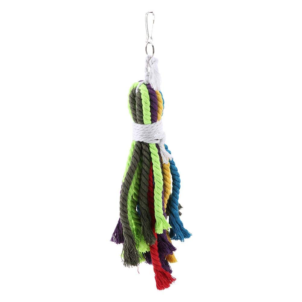 Colorful Parrot Chewing Rope Toy for Bird Cage Hanging - Pet Bird Climbing Chew Toy with Cotton Rope for Bite Play Activities