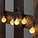 Solar Crystal Ball String Lights,WONFAST Waterproof 20ft 30 LED Crystal Globe Fairy Lights with 2 Modes Crystal Ball Globe Lights for Garden Yard Christmas Decorations(Warm White)