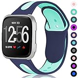 Maledan Sport Bands Replacement for Fitbit Versa/Versa Lite/Special Edition Women Men, Small, Blue/Teal