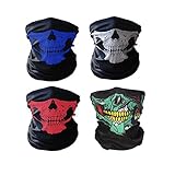 Swesy Seamless Tube Skull Cycling Face Mask - Breathable Windproof Tube Face Mask Half Face for Outdoor Riding (Pack of 4)