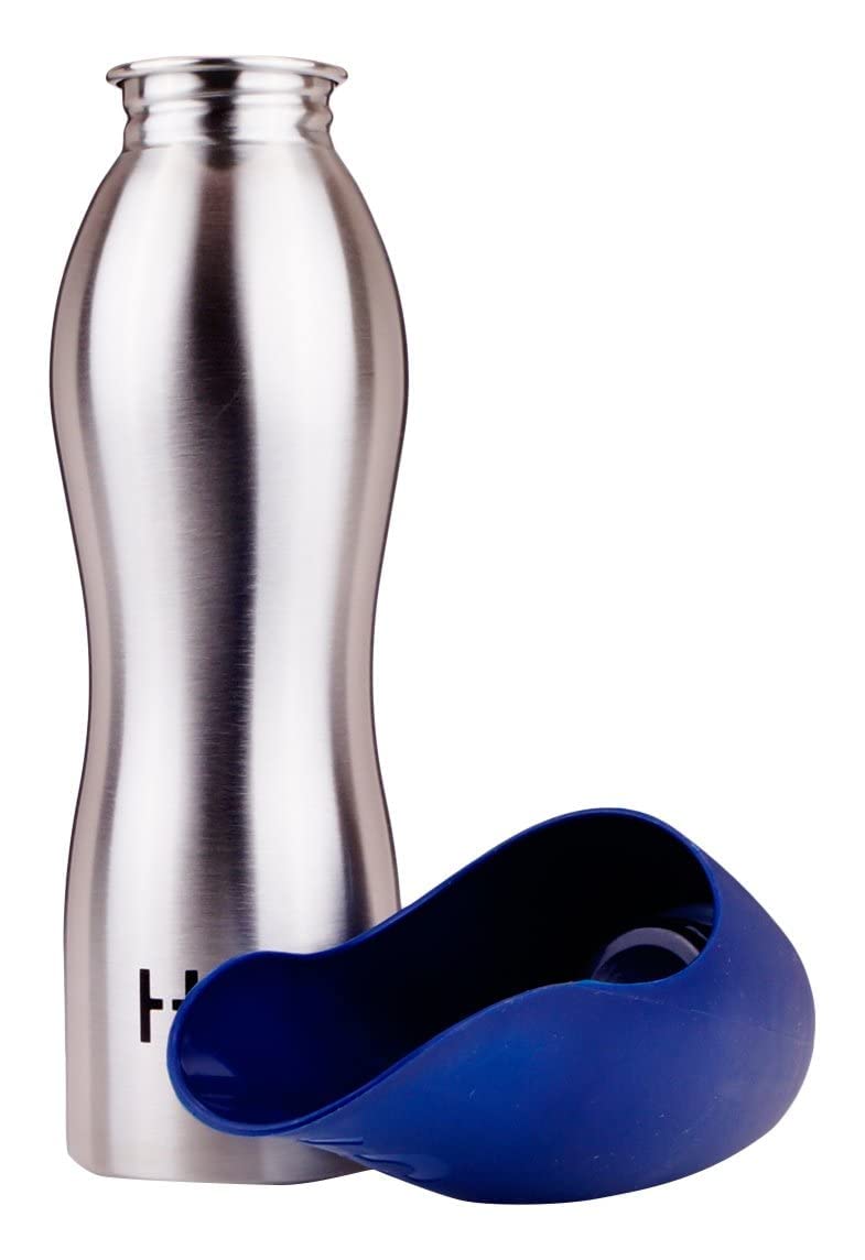 H2O4K9 Stainless Steel Dog Water Bottle and Travel Bowl, Large, 700 ml, Deep Navy