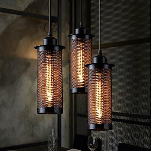 Pendant Light Industrial Creative Personality Nordic American Cafe Small Balcony Grid for Living Room Bedroom Restaurant Study Office Art Deco Christmas Thanksgiving Decorating Lamp Birthday Gift [Energy Class A++]