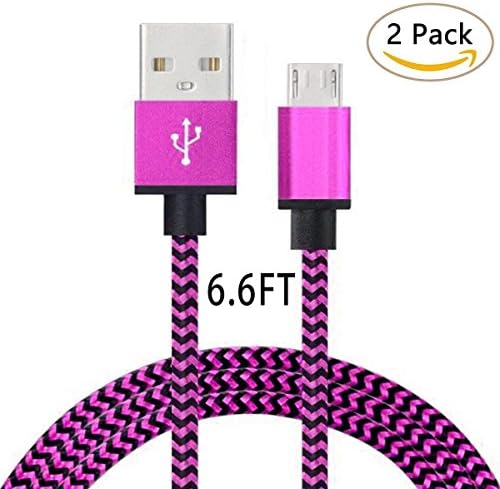 Micro USB Charging Cable 2 Pack 6 Feet Android Phone Fast Charger Cord for Samsung Galaxy S7 Edge/S7/S6 Edge/S6, Note 5 Kindle Fire HD HDX 7" 8.9" 9.7" Fire 7 8 10 Kids Edition Tablet Echo Dot