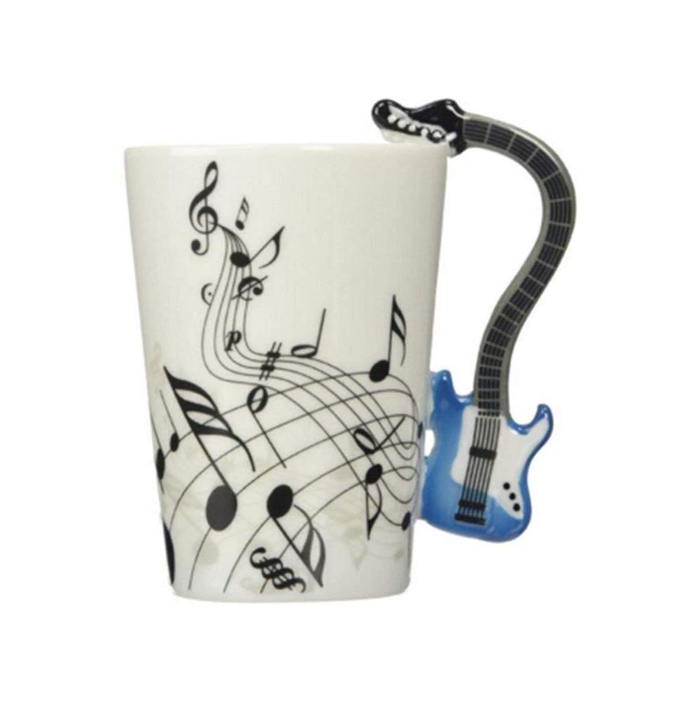 ufengke Musical Notes Design Coffee Mug Tea Cup,Creative Blue Guitar Handle Personalise Ceramic Coffee Cup Milk Cup,For Gift And Household Office
