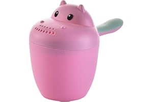 Bath Jug for Baby Washing, 5.5x2.8 Cartoon Hippo Baby Bath Jug with Non Slip Handle, SplashProof Rinse Cup Perfect for Toddle