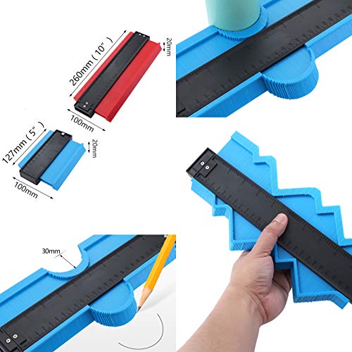 Plastic Contour Gauge, 5 Inch and 10 Inch Profile Gauge Measure Ruler Contour Duplicator for Precise Measurement Tiling Laminate Wood Marking Tool