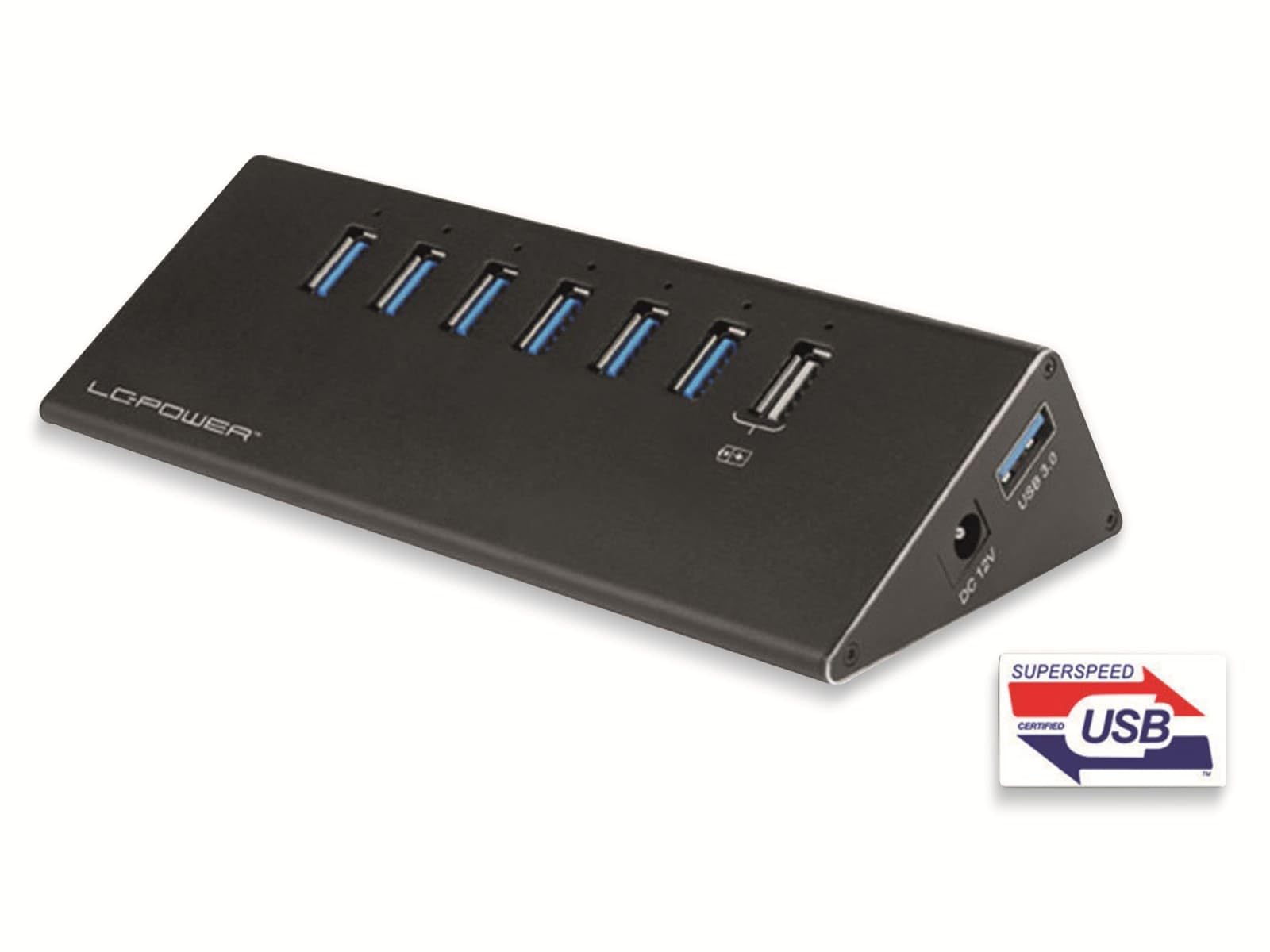 LC Power USB3.0 HUB LC-HUB-ALU-2B-7 7-Port Black Retail