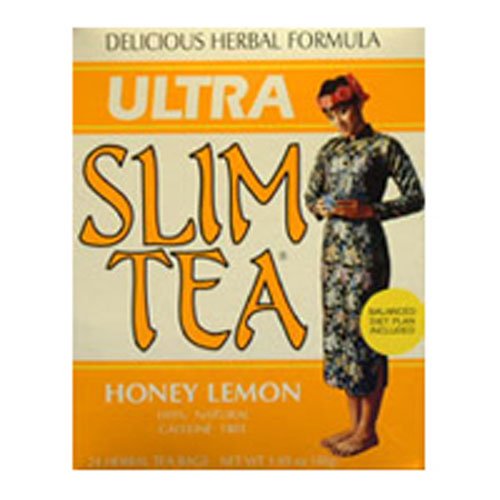 Ultra Slim Tea, Honey Lemon, Caffeine Free, Tea Bags, 24-Count Box, 1.69 Ounce, (Pack of 4).