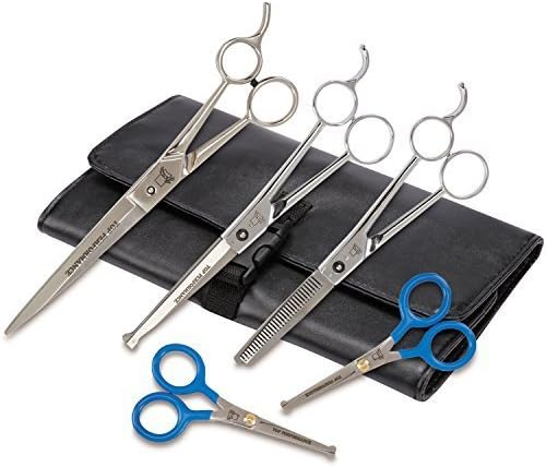 Top Performance 5-Piece Shear Kits with Cases - Durable Shears for Grooming Dogs by Top Performance