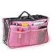 Go Beyond (TM) Makeup Organizer Bag, Travel Compartment Handbag with 13 Inserts Holder, Best for Coupon and Make up Accessories Large Liner Organizing Tote Purse with Hanging Handle (Pink)