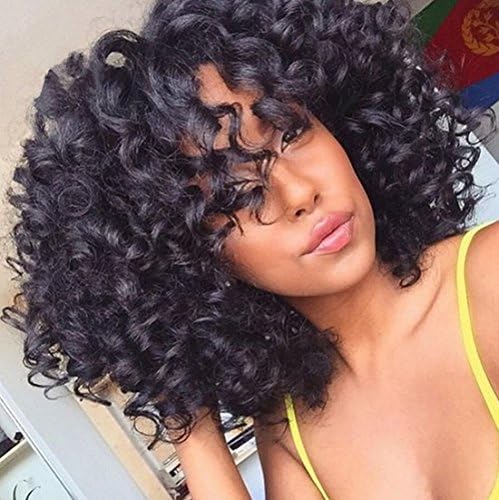 Superwigy Short Bob Glueless Lace Front Human Hair Wigs Nature Black Curly Wave Full Lace Wigs for Women (12 Inch Lace Front)