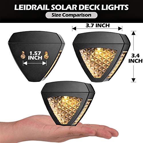 LeiDrail Solar Wall Lights Outdoor Deck Fence Light Solar Powered Landscape Decorative LED Warm White Lighting Waterproof for Stairs Step Yard - 4 Pack