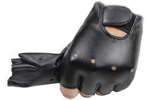 Long Keeper 4-11 Y Kids PU Leather Fingerless Gloves for Boys Girls Outdoor Sports Gloves