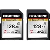 【5-Years Data Recovery】GIGASTONE 128GB SD Card 2-Pack 4K Camera Pro MAX, UHS-I A2 4K SDXC Memory Card High Speed 4K UHD Video Speed up to 160MB/s Compatible with Kodak Digital Camera with 2 Mini cases