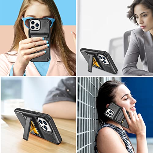Vofolen Kickstand Case Compatible with iPhone 13 Pro Max, Shockproof Anti-Slip Anti-Scratch Slim Hard PC Shell with 2 Stand Way, Phone Full Body Protective Cover for iPhone 13 Pro Max 6.7 Inch, Black