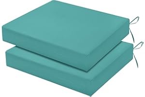 LOVTEX Outdoor Chair Cushions Set of 2, Outdoor Patio Chair Cushions with Ties,Waterproof Chair Cushions for Outdoor Furniture, 18.5 x 16 x 3 inch,Teal