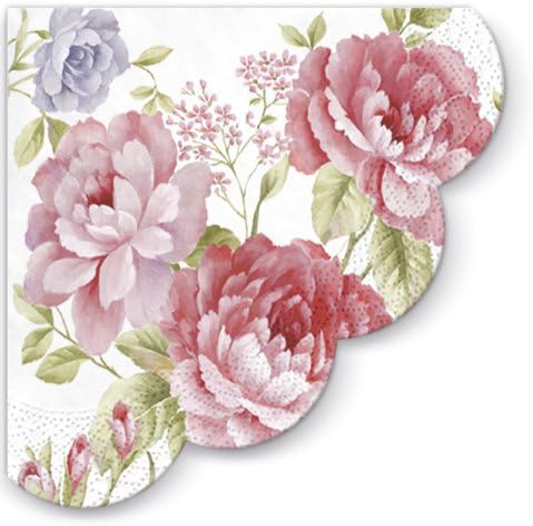 Round Paper Napkins Julietta Pink Roses 24 pcs