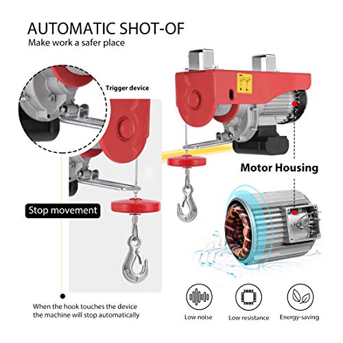 VIVOHOME Electric Hoist, 110V 1320 Lbs Winch with Remote Control, Zinc-Plated Steel Wire Hoist for Garage, Warehouses, Factories 38ft Lifting Height with Emergency Stop Switch ETL Listed - Image 5