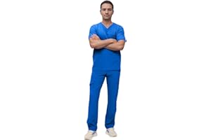 Monarch Uniforms Men's Scrub Set V-Neck Scrub Sets with Nine Large Pockets