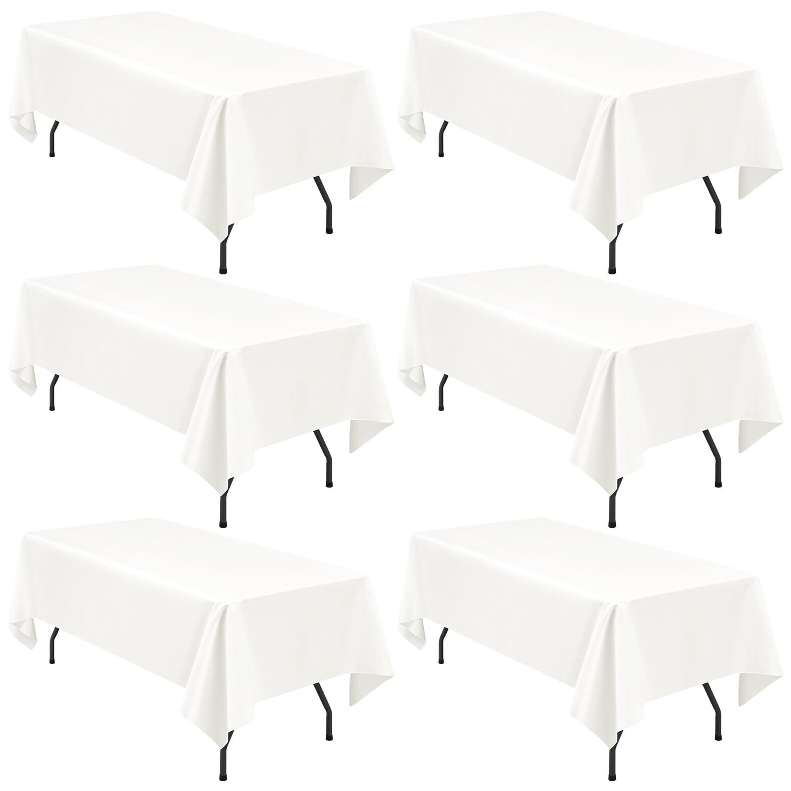 Lumaycens 6 Pack Ivory Polyester Tablecloths,60 x 102 Inch for 6ft Rectangle Table Cloth Washable and Reusable Stain and Wrinkle Resistant for Wedding Party Banquet Camping Restaurant Decoration — image 1