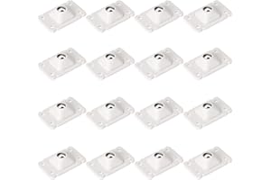 ROUCERLIN 16 Pcs 360 Degree Rotation Mute Universal Pulley, Self Adhesive Mini Swivel Caster Wheels, Stainless Steel Paste Type Ball Caster, for Furniture Various Storage Boxes (White)