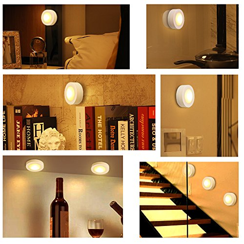 LEDERA Wireless LED Puck Lights, Kitchen Under Cabinet Lighting with Remote Control, Battery Powered Dimmable Closet Lights, 6 Pack