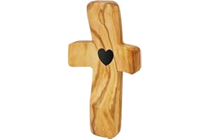 Yookin Cross My Heart | Encouragement Gift 4 inches Long Wooden Cross Fingertip Stress Relief Gifts Pocket Small Cross Christmas Gift Handheld Wooden Cross (Olive)