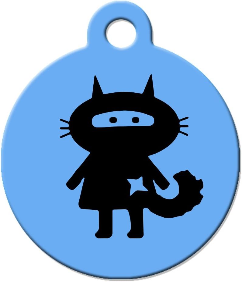 Big Jerk Custom Products Ltd Funny Cat Pet ID Tag - Ninja Cat - Personalize Colors and Your Pet Info