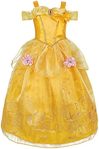 Uhdear Little Girls' Belle Princess Costume Yellow Party Cosplay Dress (7, Yellow)