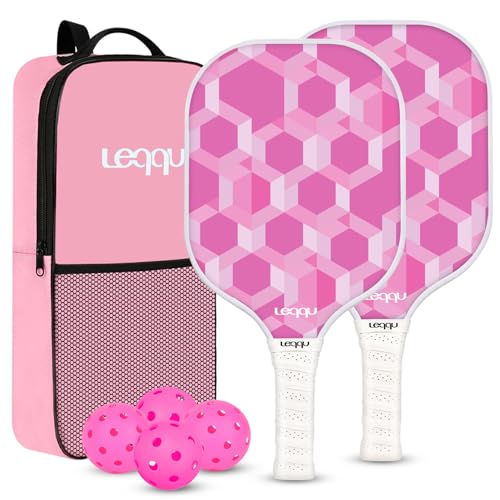 Leqqu Pink Pickleball Paddles Fiberglass Set