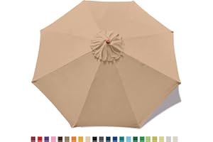 MASTERCANOPY Patio Umbrella 10 ft Replacement Canopy for 8 Ribs-Beige Canopy Only