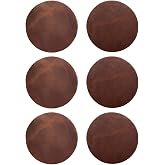 Real Natural Grain Leather Coasters – Durable Non-Slip Distressed Design, Set of 6 for Table Protection in Home, Office, Kitchen, and Bar (Mocha)