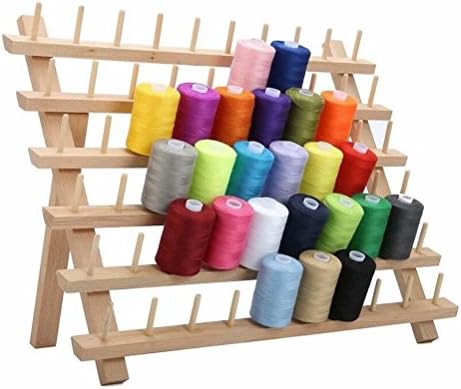 Baifeng 60 Spools Wooden Folded Thread Rack, Tailor Bobbin Thread Organizer Stor