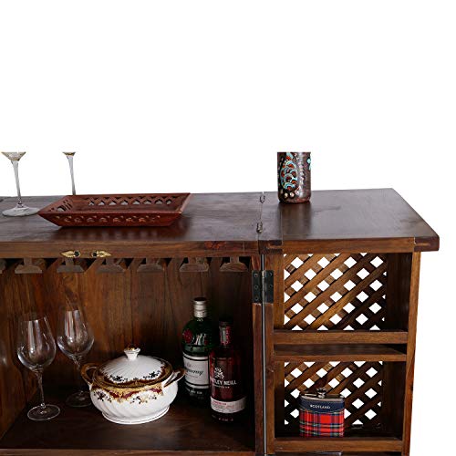 Fab Furnish Brauner Sheesham Kompakter Heim-Barschrank für Wein- und Spirituosen, freistehendes Weinregal und… – Bild 5