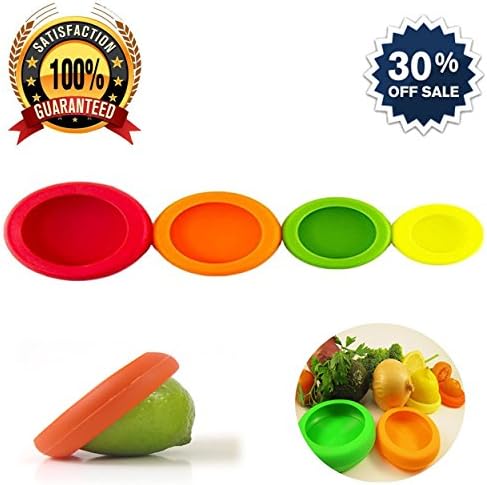 Reusable Silicone Food Savers and Food Storage Covers Set of 4 Perfect For Saving Second Half Of Your Fruits And Vegetables