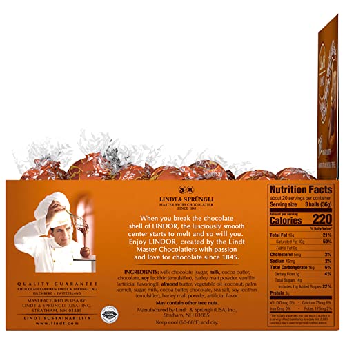 NEW Lindt LINDOR Almond Butter Milk Chocolate Truffles, Milk Chocolate