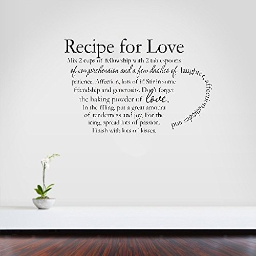 eoinpy Vinly Art Decal Words Quotes Recipe for Love mix 2 cups of fellowship with tablespoons laughter affection for Kitchen
