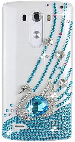LG G Vista 2 Bling Case - Fairy Art Luxury 3D Sparkle Series Swan Crystal Design Back Cover with Soft Wallet Purse Red Cloth Pouch - Green