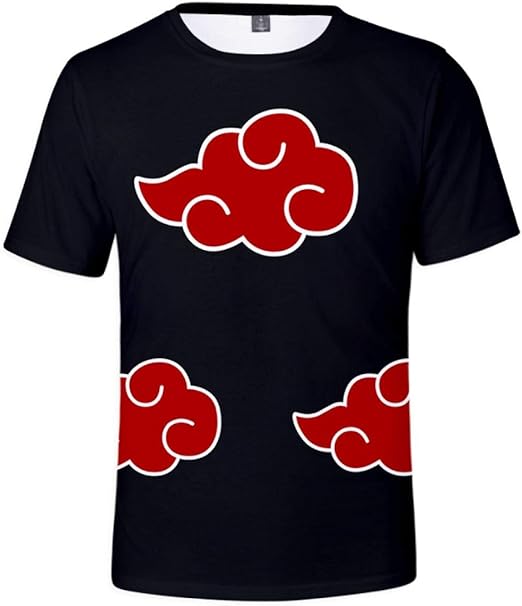 Lsswy T Shirts Anime Naruto Akatsuki Rote Wolke Manner Rund Halsausschnitt Kurze Armel Pullover Mode 3d Druck Unisex Lose T Shirt Schwarz 4xl Amazon De Bekleidung