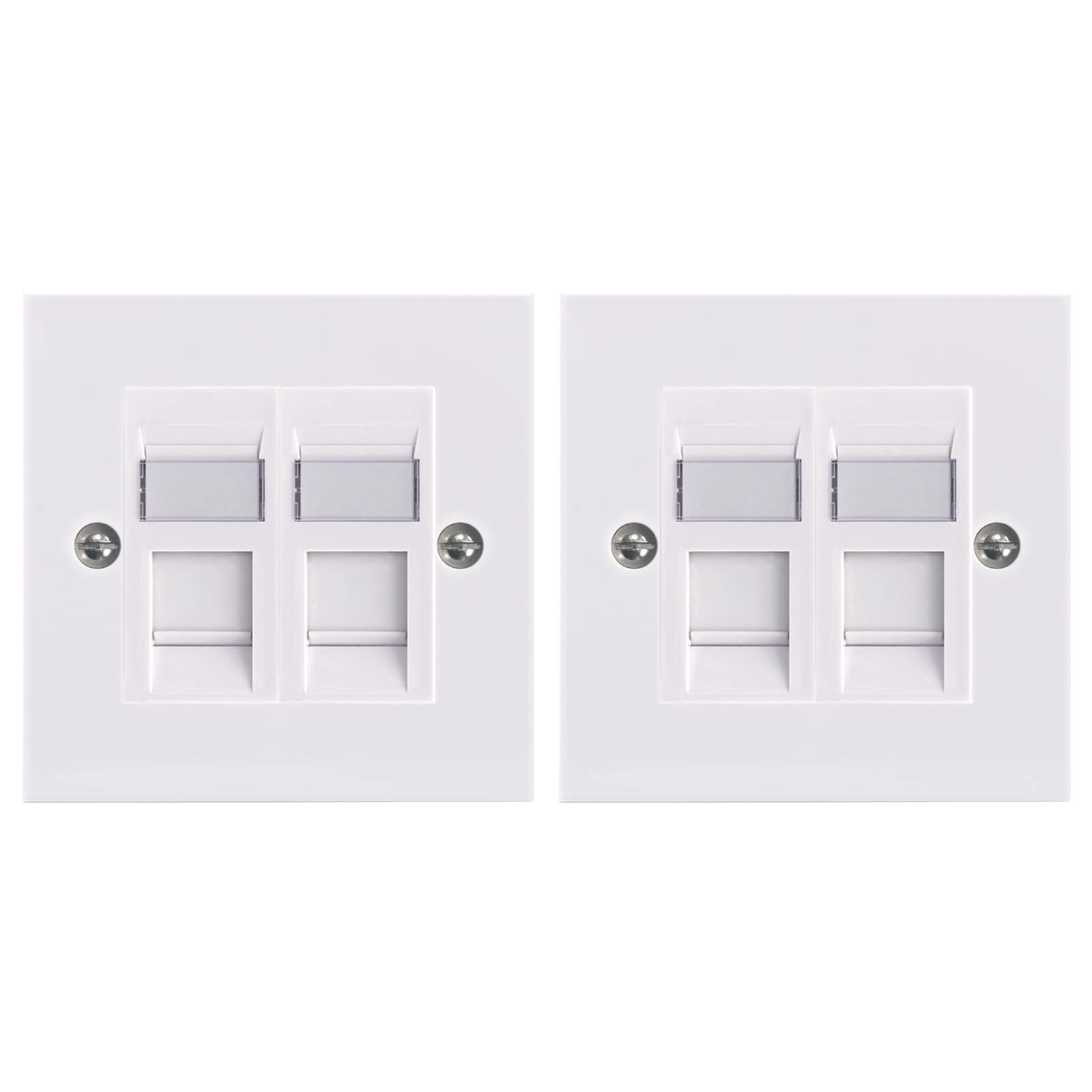 LEENUE RJ45 Socket Cat6, Double Socket RJ45 Network Wall Plate 2 Port with Keystone Jack, 2 Pack White