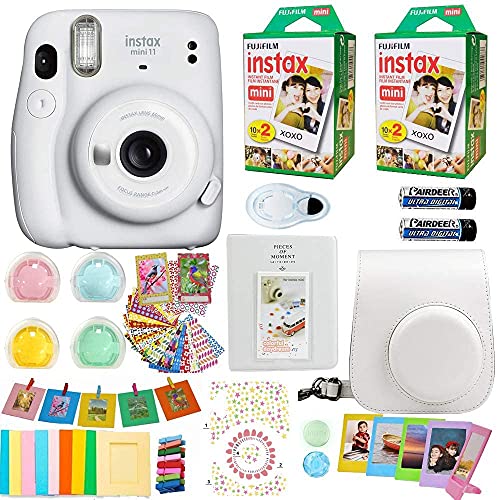 Photo 1 of Fujifilm Instax Mini 11 Camera + Fuji Instant Instax Film (40 Sheets) & Includes Case + Assorted Frames + Photo Album + 4 Color Filters and More Bundle (Ice White)