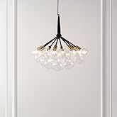 SAFAVIEH Lighting Collection Novellia Modern Black/Gold 8-Light Adjustable Chandelier Light Fixture, Ideal for Dining Room, L