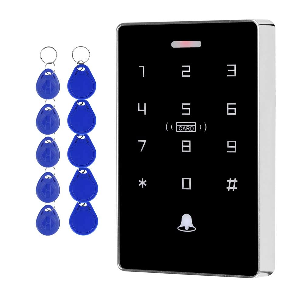 FTes RFKits IP68 Weatherproof NFC Dual Frequency Access Control System with 5pcs ID Keyfobs, 5pcs IC Keyfobs,Support 10000 Users, Backlight,Touch Panel
