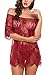 Avidlove Women Chemises Lace Smock Lingerie Mini Babydoll Boudoir Lingeries(Dark Red,M)
