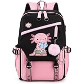 HDLMDFNN Axolotl Backpack Large Capacity Travel Backpack with USB Charging Port, Laptop Bag for Men & Women, Water-Resistant Multifunctional Daypack for Work, Outdoor