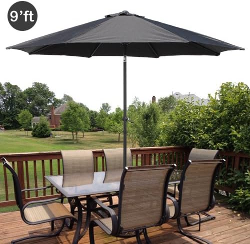 Amazon Com Gothobby 9ft Outdoor Patio Umbrella Aluminum W Tilt Crank Black Patio Umbrella Blac Garden Outdoor