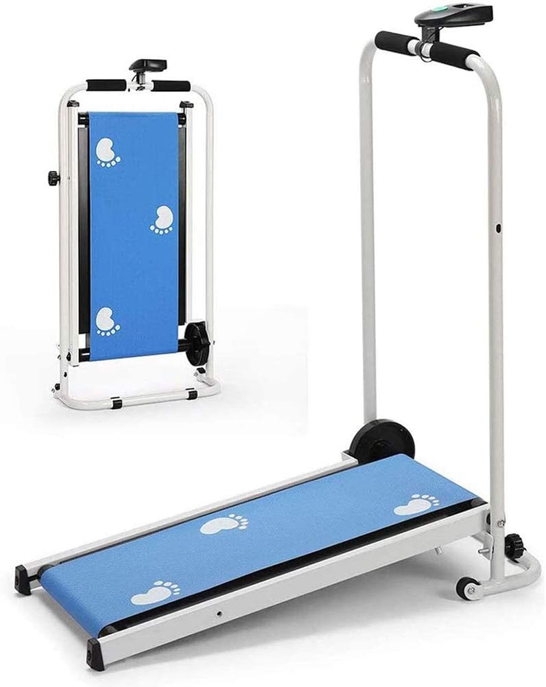 KLY Folding Mini Mechanical Treadmill with Display Non-Motorized Running Jogging Machine 75 * 29Cm Running Belt - for Home/Office(PINK/BLUE)