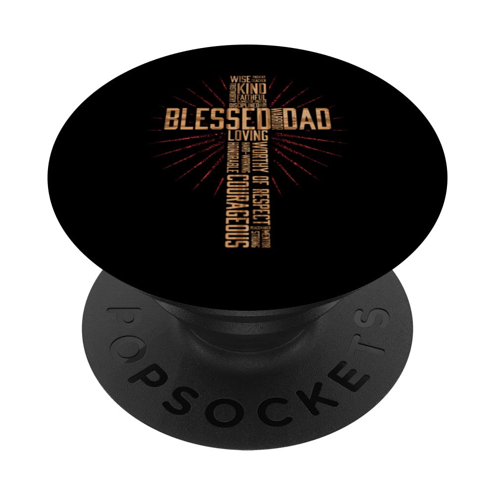 Father's Day for Dad Husband Blessed Dad Christian PopSockets Swappable PopGrip